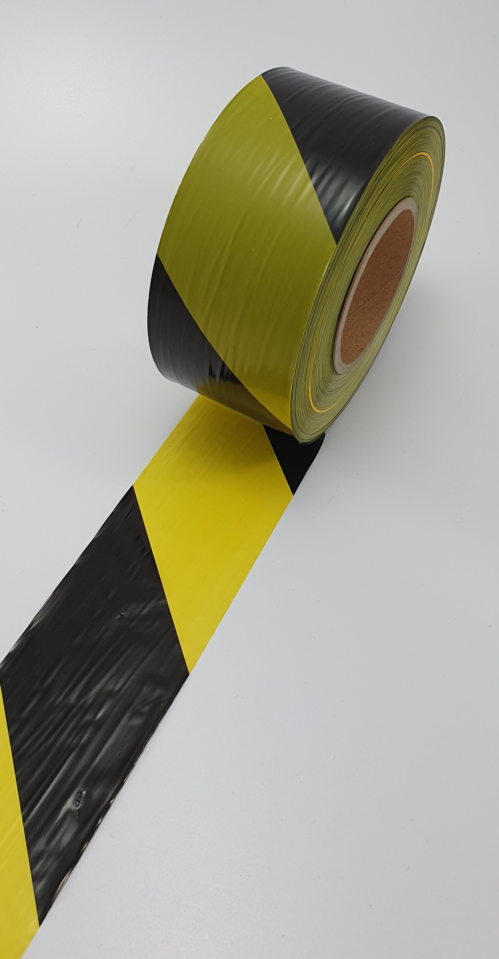 Black & Yellow Non-Adhesive Barrier Hazard Warning Tape – 75mm X 500m Roll