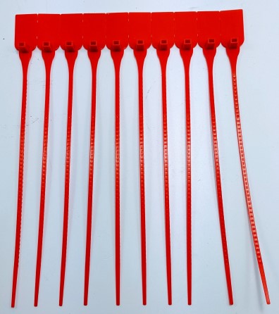 Tampered tags 340mm seal - set a 10 Red