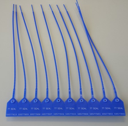 Security seals Pulltight 380 mm numbered - set a 100 Blue