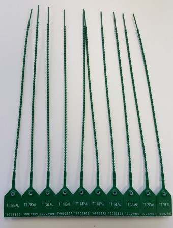 Security seals Pulltight 380 mm numbered - set a 100 Green