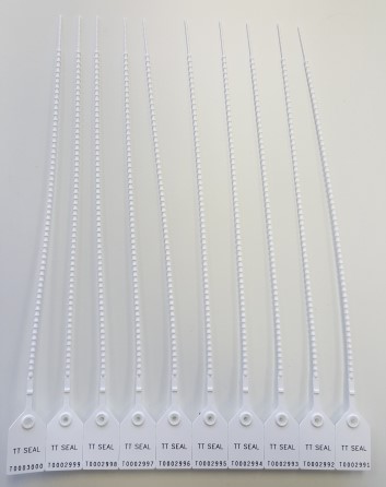 Security seals Pulltight 380 mm numbered - set a 100 White
