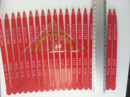 Tampered tags 340mm seal - set a 10 Red