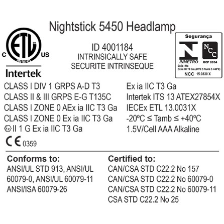Rechargeable LED headlamp ATEX