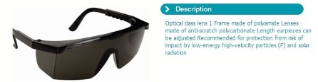 Safety glasses coloured with sideshield