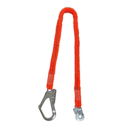 Shockabsorbing elastic lanyard including hooks