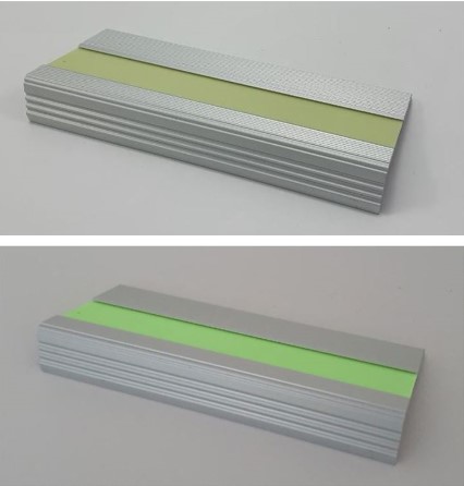 Aluminium Photoluminescent stair nosing 70mm x 22mm x 100cm