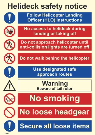 Photolumiscent Poster - Helideck Safety notice 600x400 mm