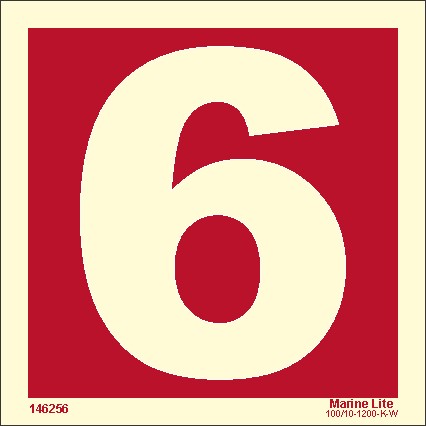 Self adhesive Fire equipment sign (red) - Number 6 (15x15)