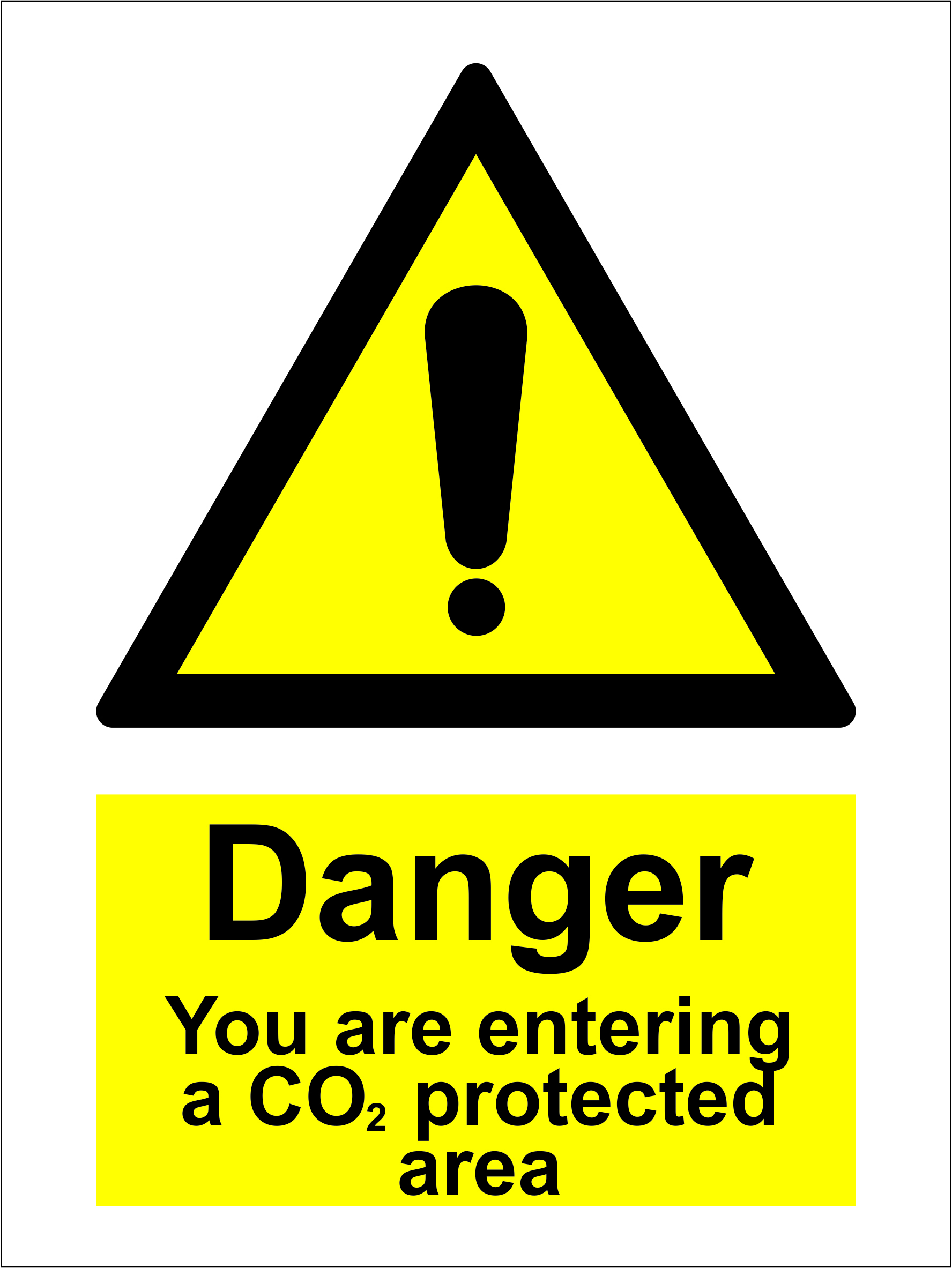 hazard sign - Caution CO2 protected area | Products | Traconed