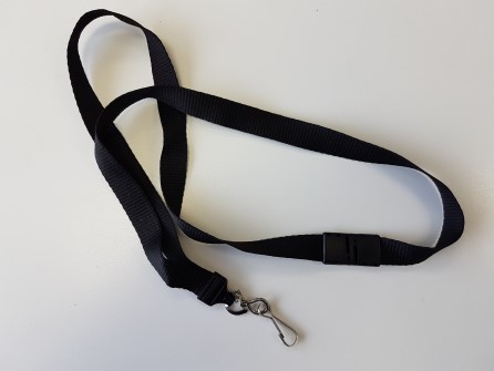 Safety cord with weaklink and shackle for ID badge