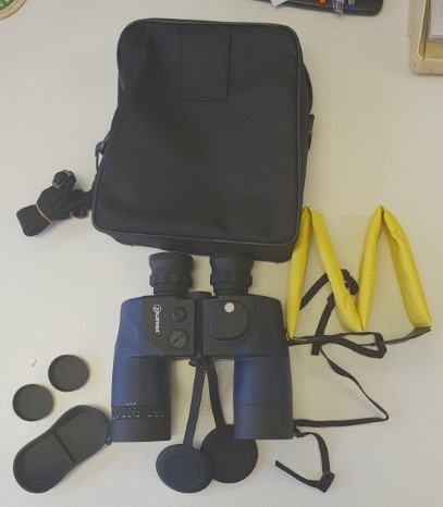 Binocular rubber coated with compass