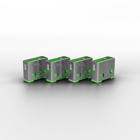 4pcs USB Port blocker Type A with 1 unlocking key. Green