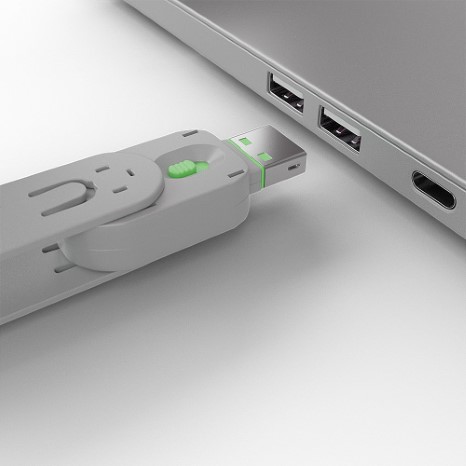 4pcs USB Port blocker Type A with 1 unlocking key. Green