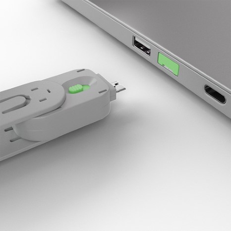 4pcs USB Port blocker Type A with 1 unlocking key. Green