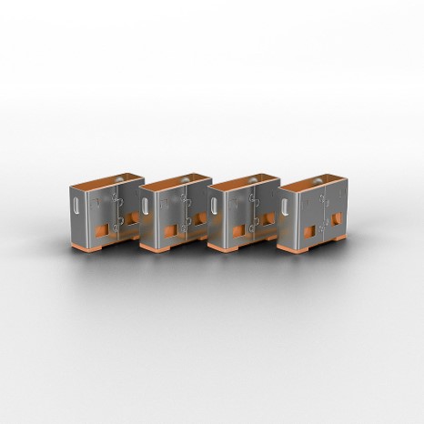 4pcs USB Port blocker Type A with 1 unlocking key. Orange