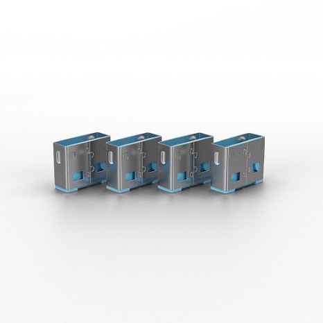4pcs USB Port blocker Type A with 1 unlocking key. Blue