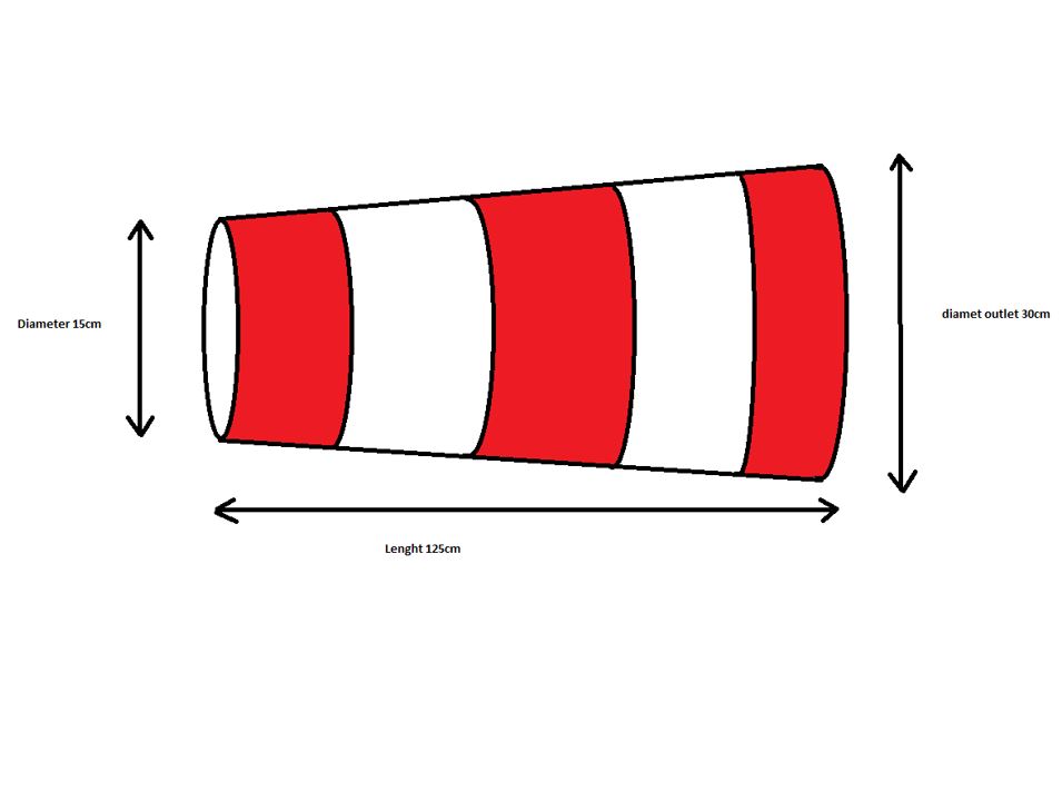 Helicopter windsock 1250x300x150