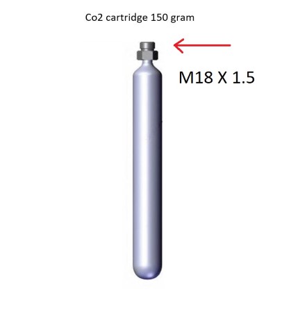 Co2 Cartr. for 6 kg fire ext. powder - Jockel M18 - 150gram