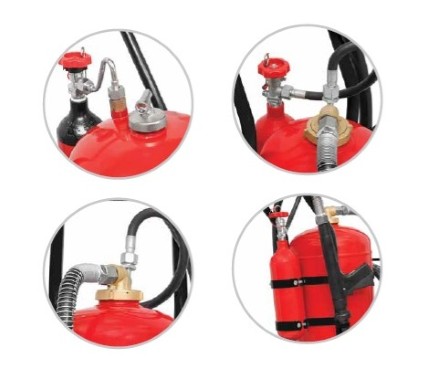 Extinguisher Powder 50kg wheeled cartrige operated MED appr.