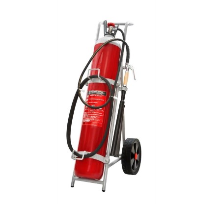 Extinguisher CO2 30 kg MED wheeled complete with hose